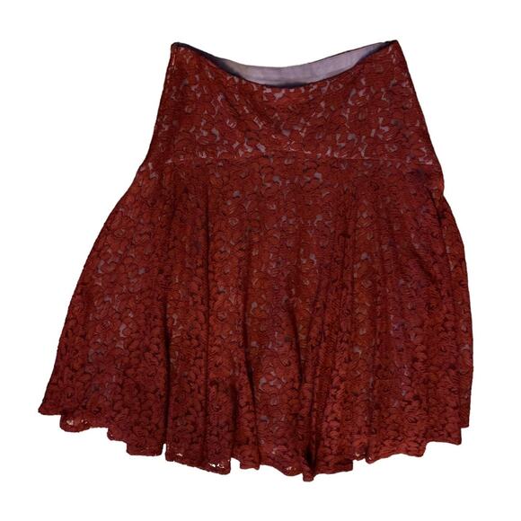 moulinette soeurs size 4 small anthropologie casual f zipper skirt red lace rust - Picture 4 of 12